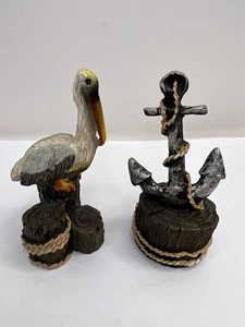 Pelican Bird Anchor Nautical Sea Theme Decor 4 Wall Sculpture Art Deco - Picture 1 of 12