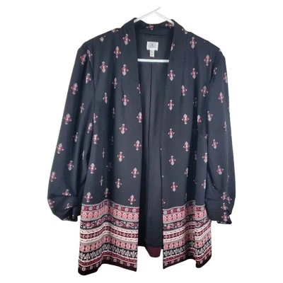 Cárdigan Dressbarn Estampado Cachemira Acanalado Manga 3/4 Talla L Boho Oficina Informal Foto 1 de 4