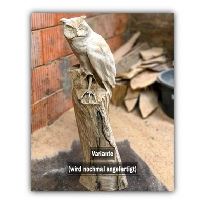 Holz Eule Baumstamm Dekofigur Gartendeko Natur Herbst Geschenk Weihnachten - Bild 1 von 2