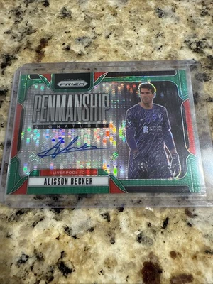 2024-25 Panini Prizm Prem - Penmanship Alisson Becker Green Pulsar Liverpool - Image 1 of 3
