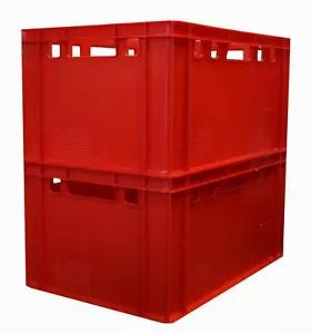 2 Stück robuste Stapelkiste Transportbehälter E3 rot 60x40x30 cm NEU - Bild 1 von 3