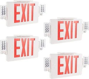 4 Pack LED Exit Sign Emergency Combo Light with Adjustable Two Head Battery UL - Picture 1 of 15