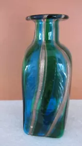 Vase en verre soufflé Murano , inclusions or , Vintage . - Zdjęcie 1 z 9