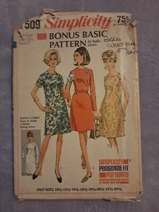 Simplicity 7509 Vintage Schnittmuster 1967 Half Size 16,5 Brustweite 39 Bonus Kleid - Bild 1 von 6