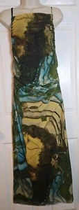 New ZARA Tulle Printed Long Backless Ruched Dress Stretchy Women's Size L - Picture 1 of 4