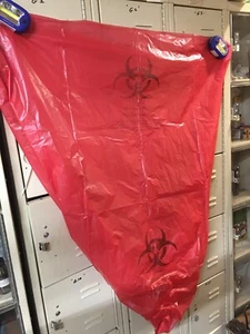 Biohazard Bags, 45 gal., LLDPE, Red, Infectious Waste. 40" x 47" - Picture 1 of 7