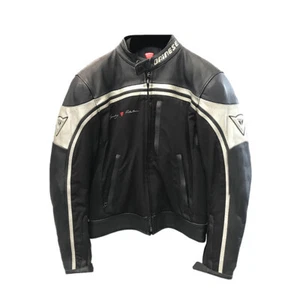 YES TRAX-S Leather JACKET DAINESE DAINESE BLACK/WHITE 44 - Picture 1 of 2