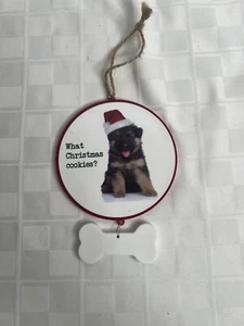 Christmas ~ Cute German Shepherd Puppy in Santa Hat Ornament Box Xm3 - Picture 1 of 2