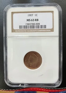 Uncirculated 1907 Indian Head Cent NGC MS 63 RB - Picture 1 of 4