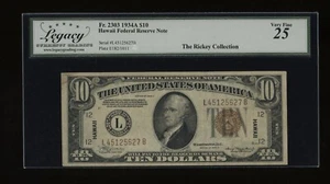 DBR 1934-A $10 FRN Hawaii LB Block Fr. 2303 Legacy 25 Serial L45125627B - Picture 1 of 2