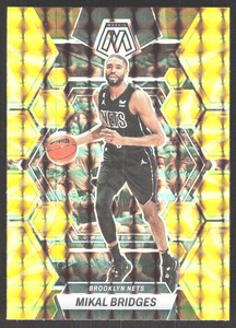 2022-23 Panini Mosaic Yellow Mikal Bridges Brooklyn Nets #2 Reactive Prizm