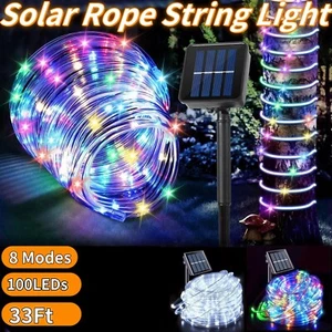 33Ft Solar Rope Tube Lights 100 LED Waterproof String Light Outdoor Garden Lamp - Picture 1 of 20