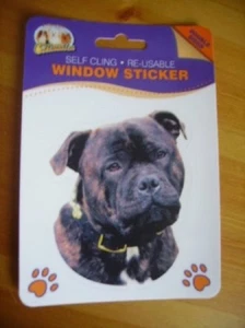 STAFFORDSHIRE BULL TERRIER GESTROMTER DOPPELSEITIGER FENSTERAUFKLEBER - Bild 1 von 1