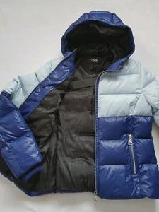 Women's Karl Lagerfeld 70% Down Two Tone Quilted Jacket Blue Color Size L - BNWT - Picture 1 of 11