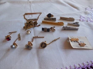 Vintage Tie Tacks/ Clips 6 tie tacks & 9 clips OLD! - Picture 1 of 5