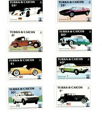 Turks and Caicos -1984 - Autos - Set of Eight - MNH (Scott#605-12) Cover