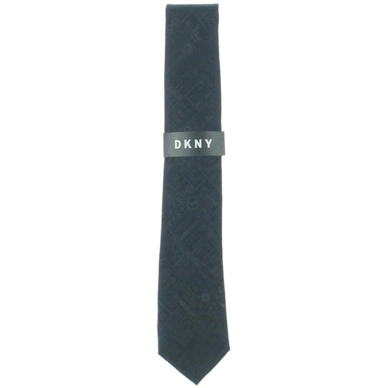 DKNY Men's S22035 Graphic Silk Necktie Black