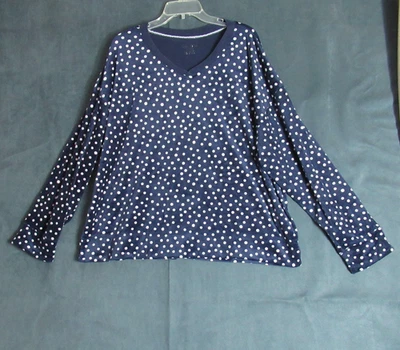 Top de pijama Nautica para mujer 2X azul blanco lunares terciopelo pulóver ropa de dormir acogedor Foto 1 de 4