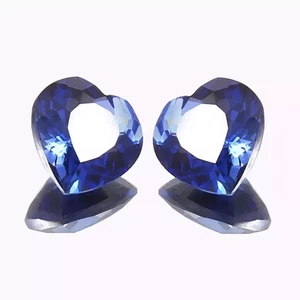 70 Ct Natural Heart Cut Ceylon Blue Sapphire Certified Loose Rare Gemstone Pair - Picture 1 of 6