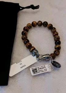 BLACKJACK Men’s Tiger Eye Stainless Steel Beaded Bracelet BJB244TE - Picture 1 of 8