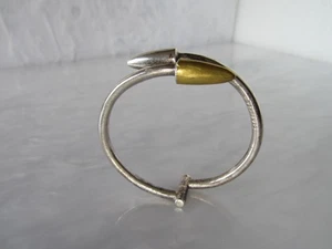 VINTAGE MCM TC-79 TAXCO MEXICO STERLING SILVER BULLET HINGED BANGLE BRACELET - Picture 1 of 10