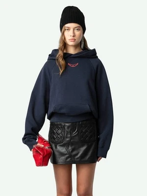 NUEVO Mujeres Niña Francés Zadig & Voltaire Estampado Letras Con Capucha Sudadera Abrigo Top Pequeño Foto 1 de 4