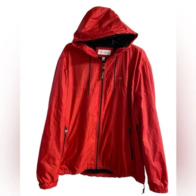 Calvin Klein Rojo Chaqueta Cremallera Frontal Capucha Cortavientos Hombre XXL Foto 1 de 4