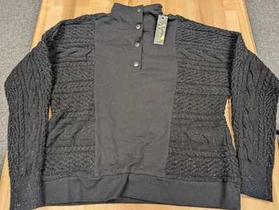 Camisa pulóver de punto con cable Natural Reflections para mujer mediana negra Foto 1 de 4