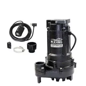 K2 CONTRACTOR SERIES 3/4 HP Sump Effluent Pump with Piggyback Tethered Switch - Picture 1 of 4