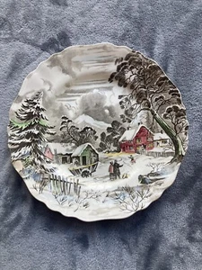 J&G Meakin Welcome Home Dinner Plates Winter Scene English Staffordshire England - Picture 1 of 1