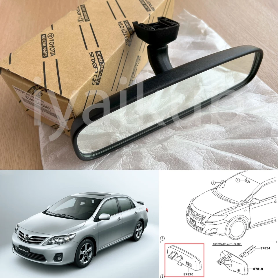 87810-06041 interior rear view mirror for Toyota Corolla Hilux Camry Yaris OEM - Image 1 of 4