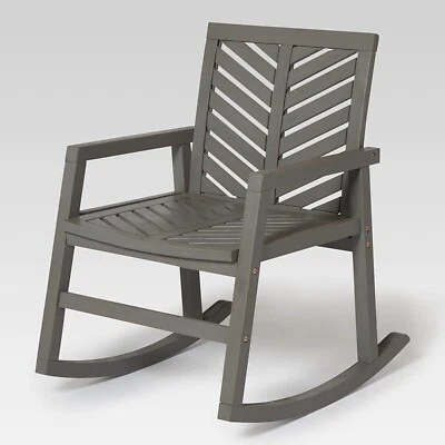 Garden Rocking Chair Solid Wood Grey Furniture Seat Outdoor Patio Relxing 394