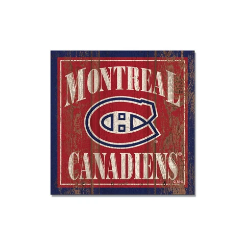LOT OF TWO (2) MONTREAL CANADIENS (3" X 3") DISTRESSED LOOK, WOODEN MAGNETS Cover