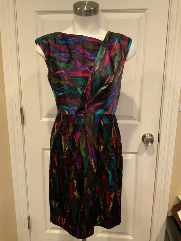 Vestido sin mangas de plumas multicolor Milly, talla 2 (US) Foto 1 de 4