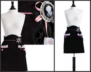 Jessie Steele LE 500 Cameo Eyelet Veronica Half Apron Black Pink Removable Pin - Picture 1 of 4