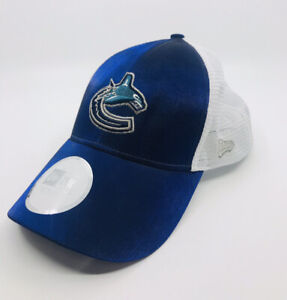 VANCOUVER CANUCKS NHL Hockey New Era Fits Women Metallic Blue Trucker Hat Cap