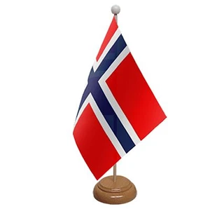 NORWAY TABLE FLAG 9"X6" WITH WOODEN BASE POLYESTER FABRIC FLAGS - Picture 1 of 1