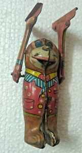 INDIA ANTIQUE VINTAGE- TIN TOYS WINDUP MONKEY COLORFUL SWINGING HANDS - Picture 1 of 5