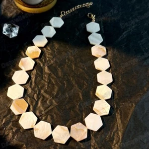 Collar Gargantilla Estilo Vintage Madreperla Concha Geométrica Cuentas MOP Natural - Imagen 1 de 6