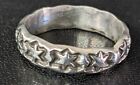 NATIVE AMERICAN HAND STAMPED STERLING SILVER RING SIZE 11 SIGNED MARC ANTIA