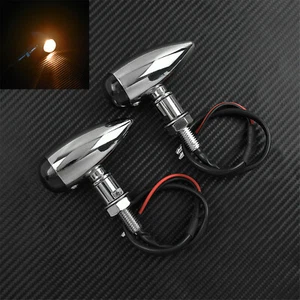 2X 10 mm cromo bala ámbar indicador de giro luz intermitente apto para Harley - Imagen 1 de 7