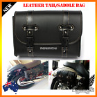 Black motorcycle PU leather side saddle tail luggage bag tool pouch Harley SUZUK