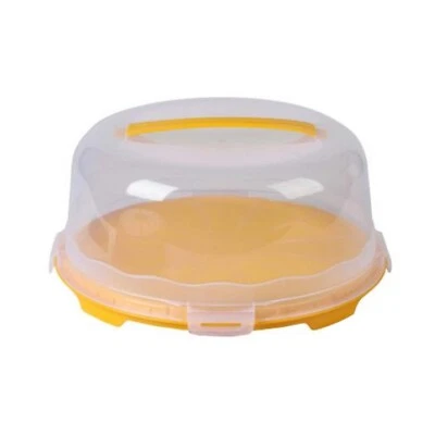 Cake Container 33cm Plastic Reusable Cake Carrier w/ Lockable Lid Storage Yellow - Image 1 of 4