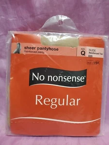 No Nonsense Regular Pantyhose Reinforced Toe size Queen Nude 1 Pair - Picture 1 of 6