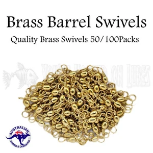Brass Barrel Swivels Fishing Swivels Quality Brass Sivels 25 50 100 pk - Picture 1 of 17