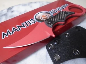 Mantis Sabot IV Satin Fixed Blade Knife Full Tang M390 Red Carbon Fiber Kydex - Picture 1 of 10