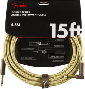 Fender Deluxe TWEED Guitar/Instrument Cable, Straight-Right Angle, 15' ft - Picture 1 of 4
