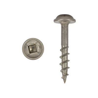 ROK 100 Pack #8 X 1" Deck Screws Square Drive Round Washer Head Wood Deep Coarse