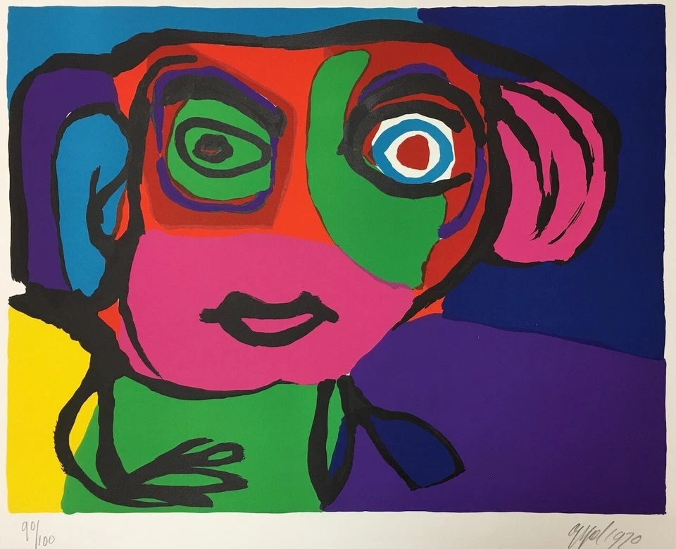 Karel Appel " smile again " Lithograph Print 1970 Autograph W 30.7 × H 23.4 in - Imagem 1 de 1