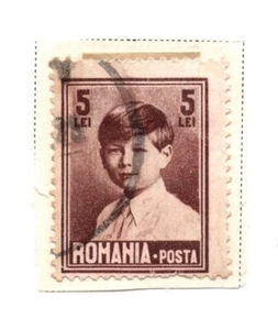 Romania 1928 King Mihai Sc: 326 5L Brown Stamp Lightly Hinged - Picture 1 of 1